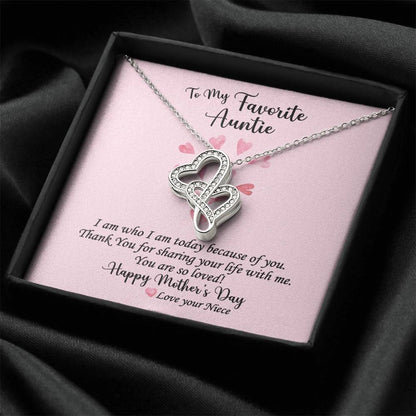 Limited Edition - For My Favorite Auntie You Are So Loved! Mother's Day Necklace Double Hearts Necklace