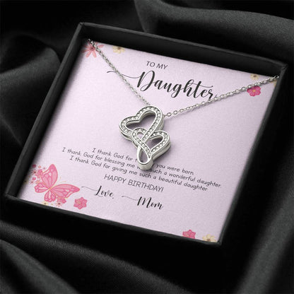 Daughter Gift - To My Daughter Necklace From Mom - To My Daughter Necklace - Gift For Daughter From Mom - Daughter's B Double Hearts Necklace