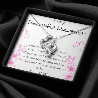 To Daughter From Mom Double Heart Necklace Gift Mom And Daughter No Matter Where You Go Gift From Mom Daughter Wedding 2 Double Hearts Necklace