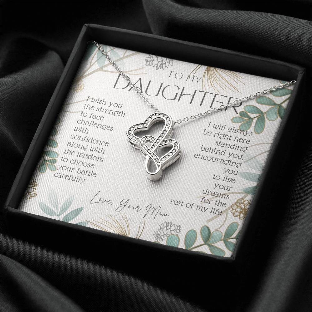 To My Daughter Live Your Dreams Necklace Gift For Daughter From Dad Daughter Birthday Graduation Christmas Present Double Hearts Necklace
