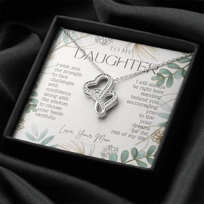 To My Daughter Live Your Dreams Necklace Gift For Daughter From Dad Daughter Birthday Graduation Christmas Present Double Hearts Necklace