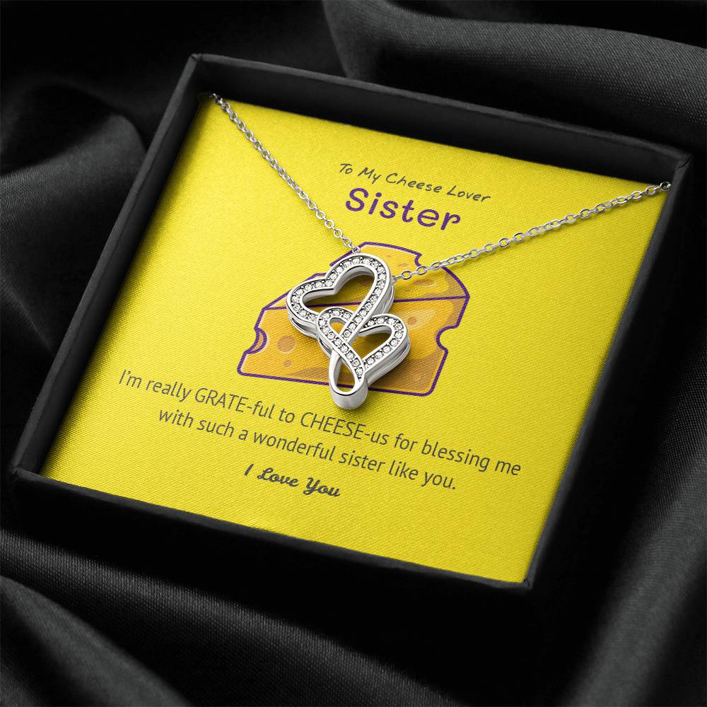 Necklace Gift For Cheese Lover Sister Cheesy Gift Cheesy Card Cheese Hamper Cheese Lover Gift Birthday Gift For Sister Double Hearts Necklace