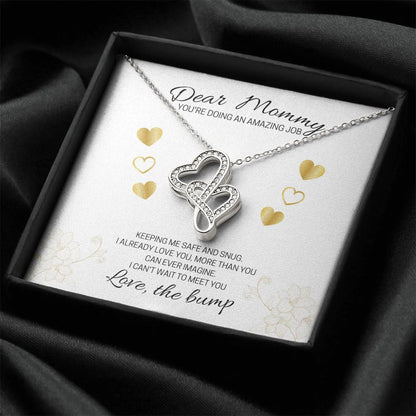 Dear Mommy - Love The Bump White Double Hearts Necklace