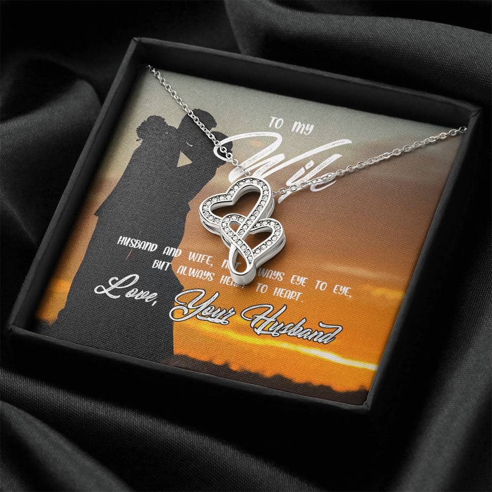 Love Your Husband-Always Heart To Heart  Double Hearts Necklace