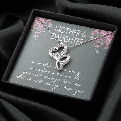 Mother & Daughter  Double Hearts Necklace