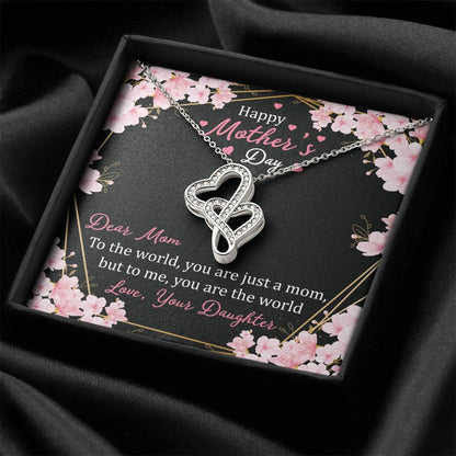 Happy Mother's Day 3 Double Hearts Necklace