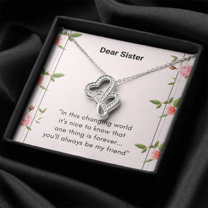 Personalised Gift For A Sister Big Sis Little Sis Gift Idea  Wedding Gift For Sister Birthday Gift Idea For Sister  Ch Double Hearts Necklace