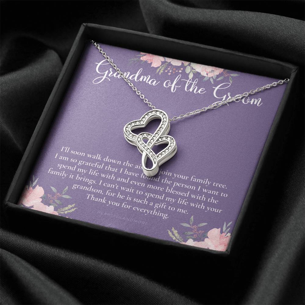 Grandmother Of The Groom Gift Necklace Grandma Wedding Gift Nana Bridal Shower Rehearsal Dinner Thank You Gift 2 Double Hearts Necklace