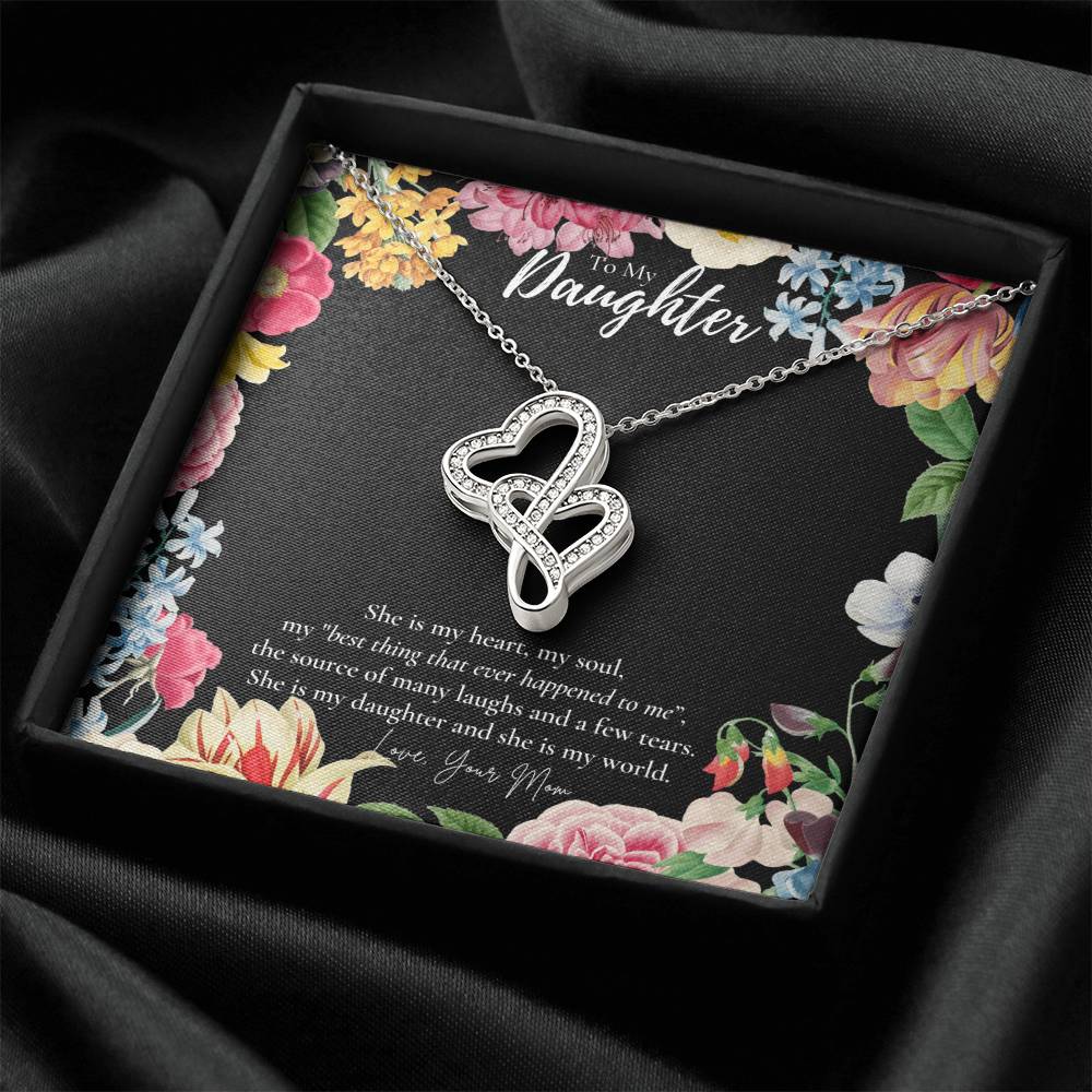 To Daughter From Mom Double Heart Necklace Gift Mom And Daughter No Matter Where You Go Gift From Mom Daughter Wedding Double Hearts Necklace