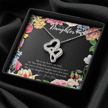 To Daughter From Mom Double Heart Necklace Gift Mom And Daughter No Matter Where You Go Gift From Mom Daughter Wedding Double Hearts Necklace