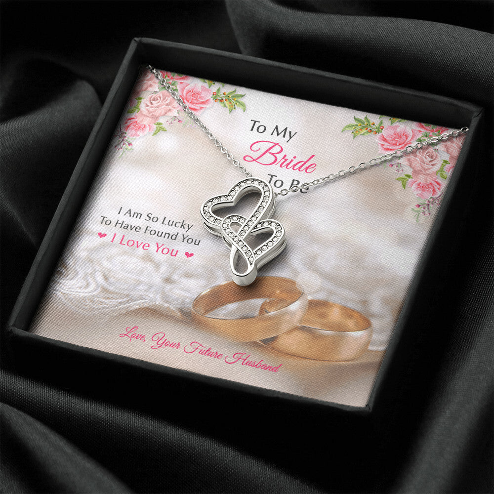 To My Bride To Be .... Double Heart Gold Rings Double Hearts Necklace