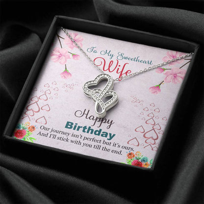 To My Sweetheart Wife Double Hearts Beautiful Necklace Gift For Wife. Husband Birthday Gift From Wife.Gift Double Hearts Necklace