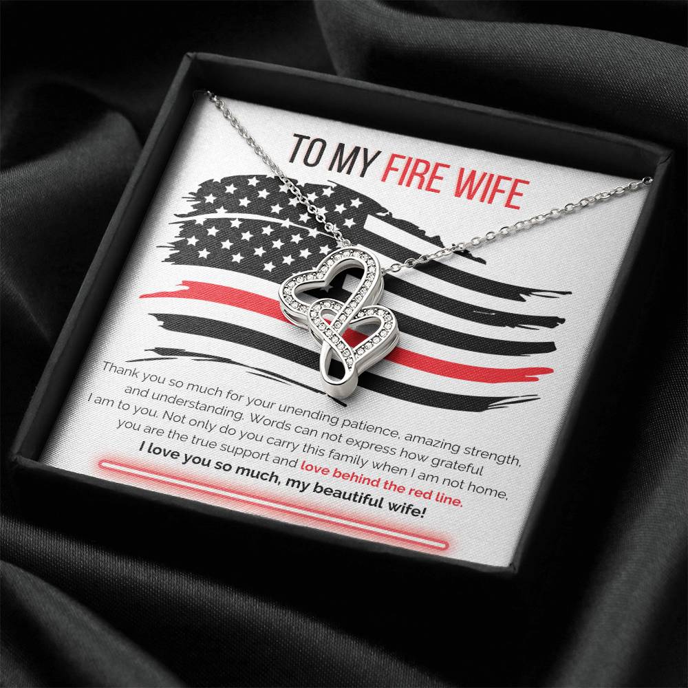 To My Firefighter Wife Necklace Double Hearts Necklace