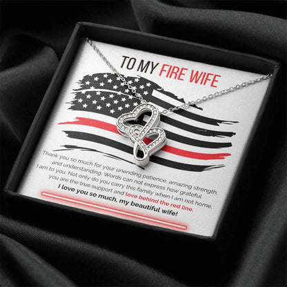 To My Firefighter Wife Necklace Double Hearts Necklace