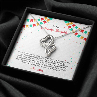 To My Daughter Hearts Necklace Double Hearts Necklace