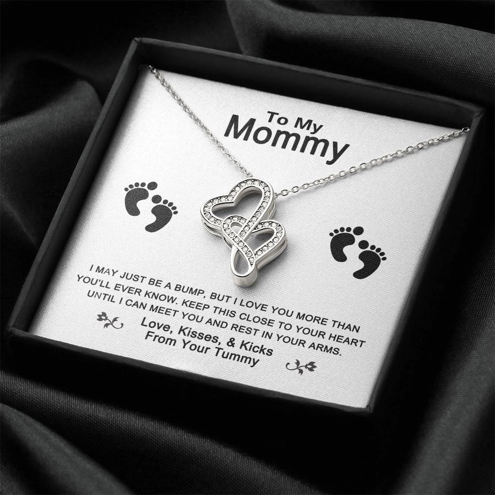 To My Mommy Necklace - Mommy Gifts From Baby Mother's Day Gift From Husband Mother's Day Gift From Baby Bump Mommy Gif Double Hearts Necklace