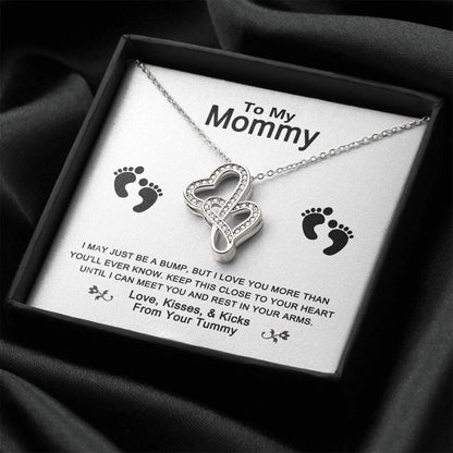 To My Mommy Necklace - Mommy Gifts From Baby Mother's Day Gift From Husband Mother's Day Gift From Baby Bump Mommy Gif Double Hearts Necklace