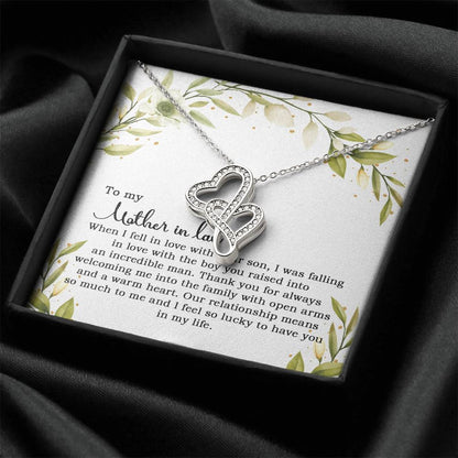 To My Mother In Law When I Fell In Love With Your Son  1 Double Hearts Necklace