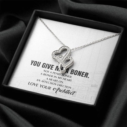 You Give Me A Heart Boner An Affection Erection  Funny & Sarcastic Love For Her Mature Best Fu 2 Double Hearts Necklace