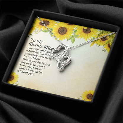 To My Bonus Mom -  Double Hearts Necklace