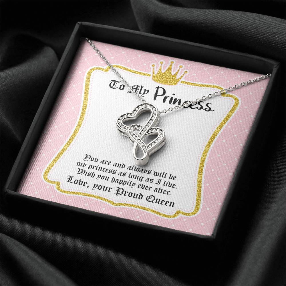 To My Princess Daughter Double Hearts Necklace