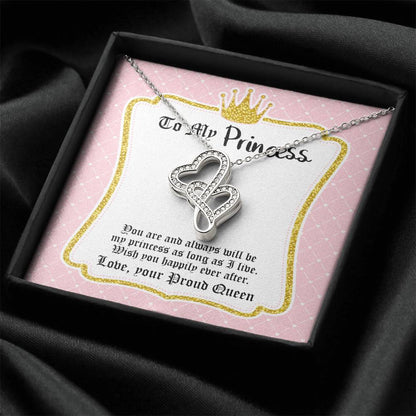 To My Princess Daughter Double Hearts Necklace