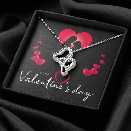 Happy Valentine's Day Necklace -  Message Card - Necklaces For Women - Future Mrs. Necklace - En 1 Double Hearts Necklace