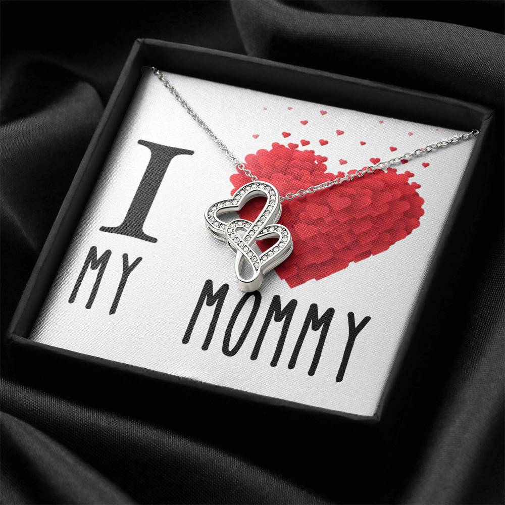 I Love My Mommy Double Hearts Cz Necklace Valentines Day Birthday Heartfelt Keepsake Gift Double Hearts Necklace