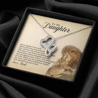 To My Daughter Never Forget I Love You Necklace - To My Daughter Necklace - Father Daughter Necklace - Father To Daugh Double Hearts Necklace
