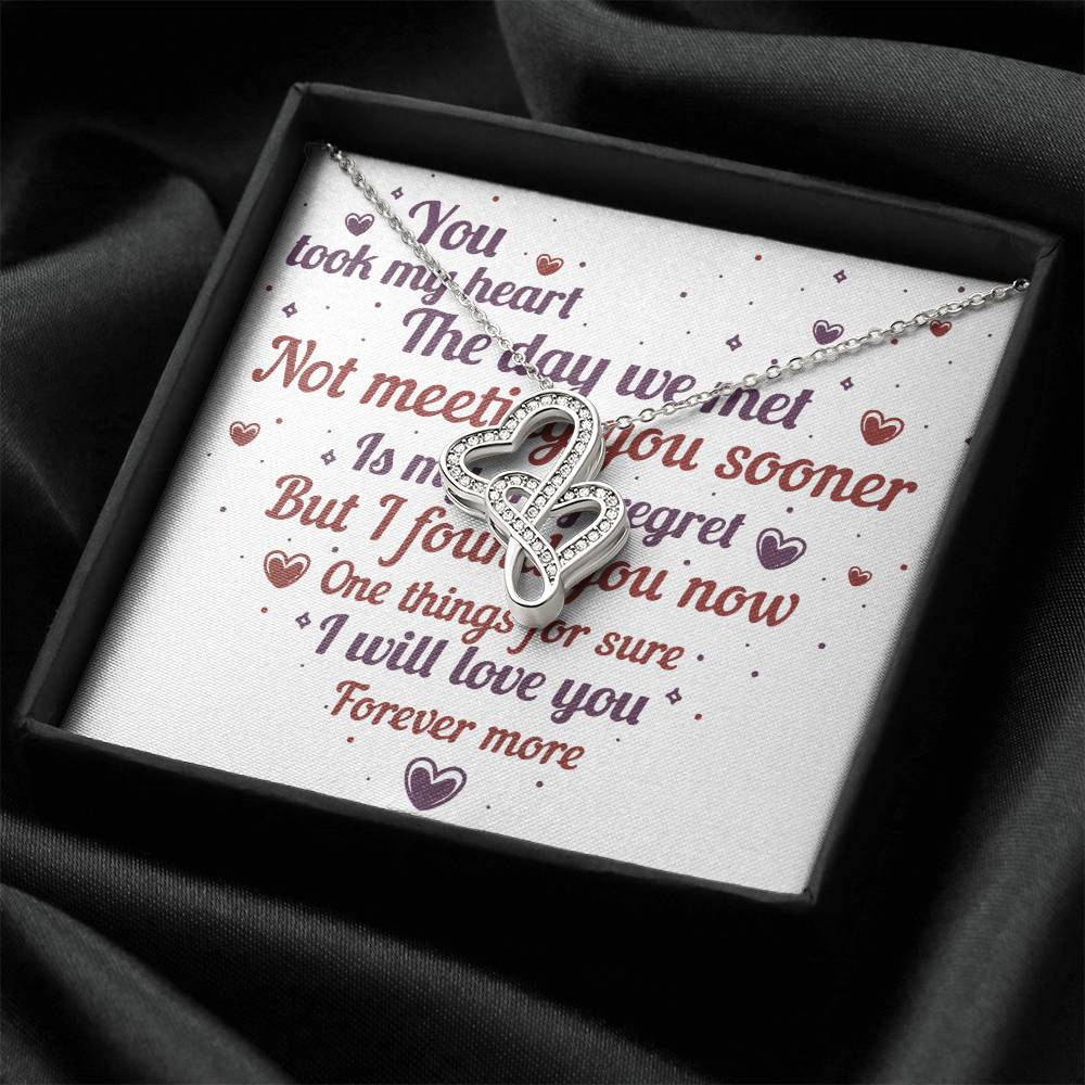 Anniversary Gift Heart Girl Boyfriend Wife Wedding Double Hearts Necklace