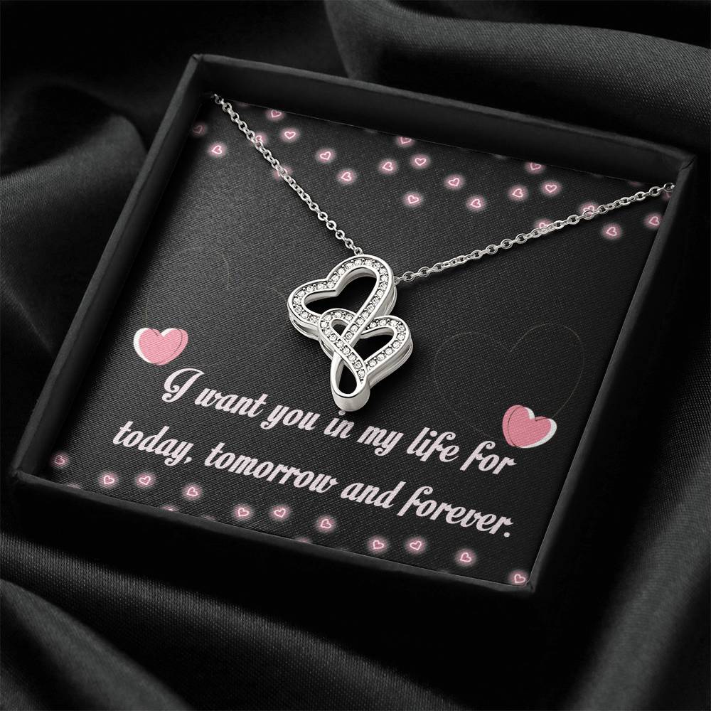 Gift For Girlfriend Double Hearts Necklace