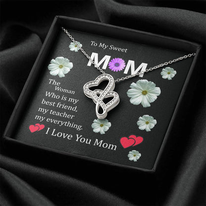 To My Mom Double Hearts Beautiful Necklace Gift For Mom Double Hearts Necklace