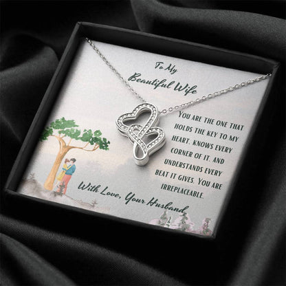 Key To Heart -  Double Hearts Necklace