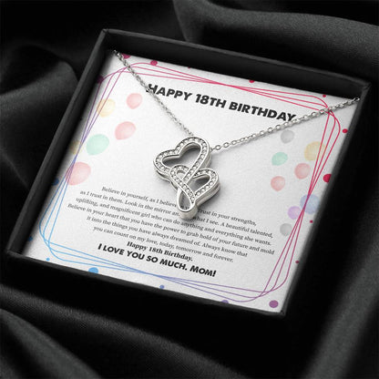 To My Daughter Happy - Birthday Double Hearts Necklace