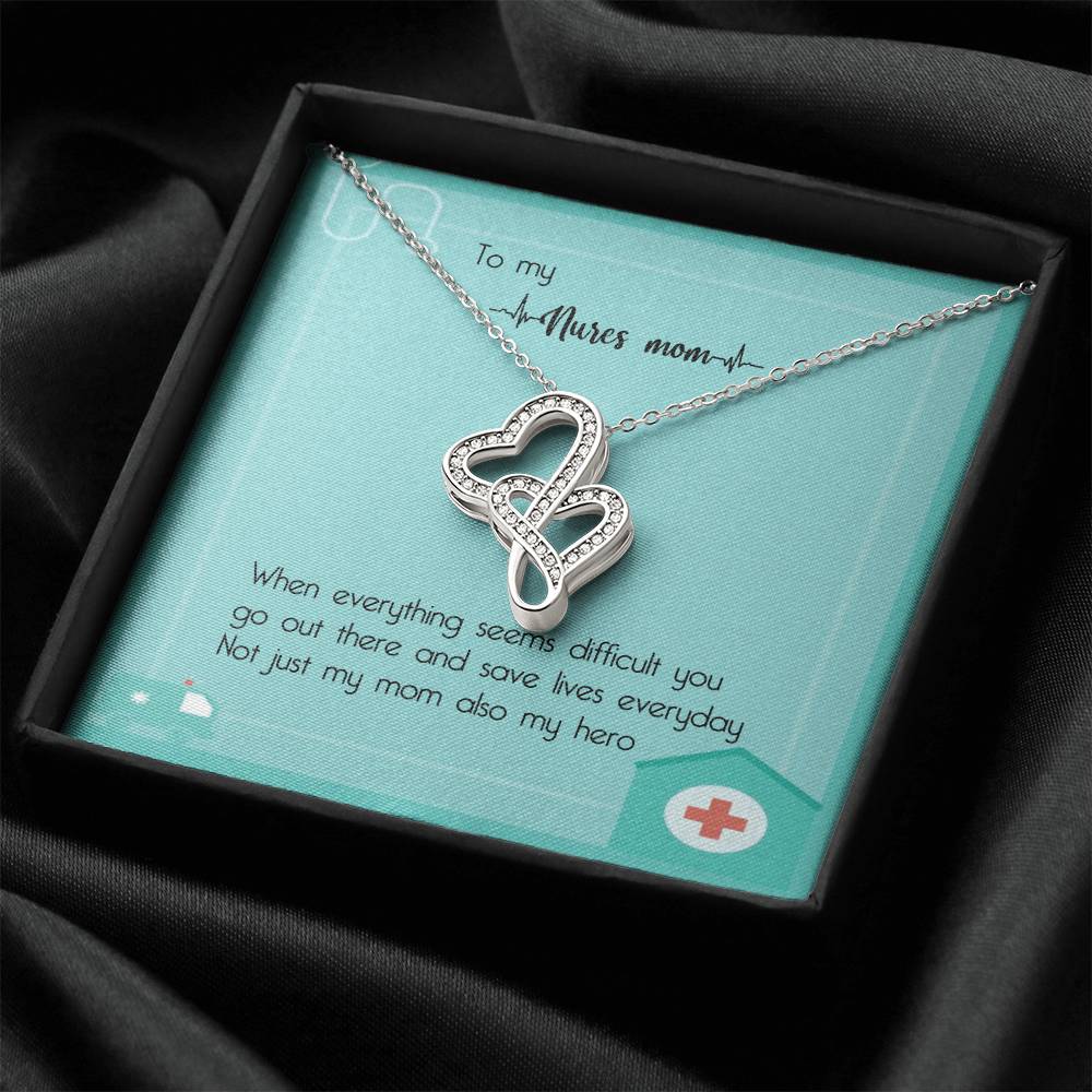 Nures Mom Gift  Nures Necklace Double Hearts Necklace