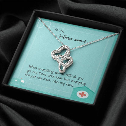 Nures Mom Gift  Nures Necklace Double Hearts Necklace