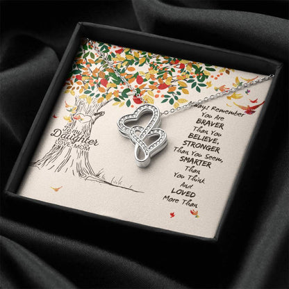To My Daughter Love Mom ! Double Hearts Necklace