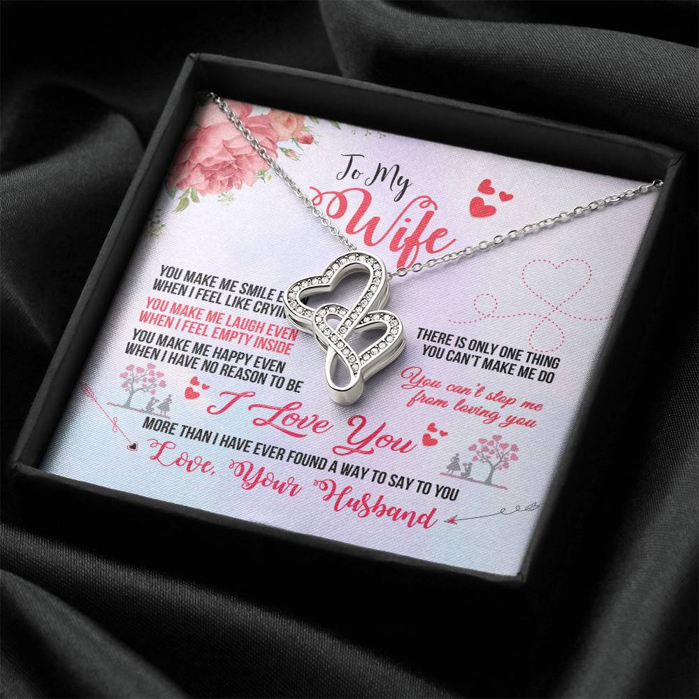 To My Wife I Love You - Double Heart Necklace Double Hearts Necklace