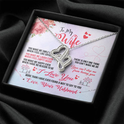 To My Wife I Love You - Double Heart Necklace Double Hearts Necklace