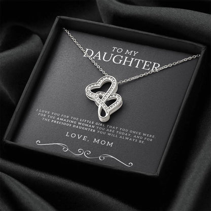 To My Daughter - Double Heart Necklace Gift - Gifts For Daughter Gifts For Her - Birthday Gifts - Daughter Gift - To M Double Hearts Necklace