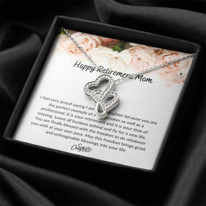 Retiring Mom - Double Heart Double Hearts Necklace
