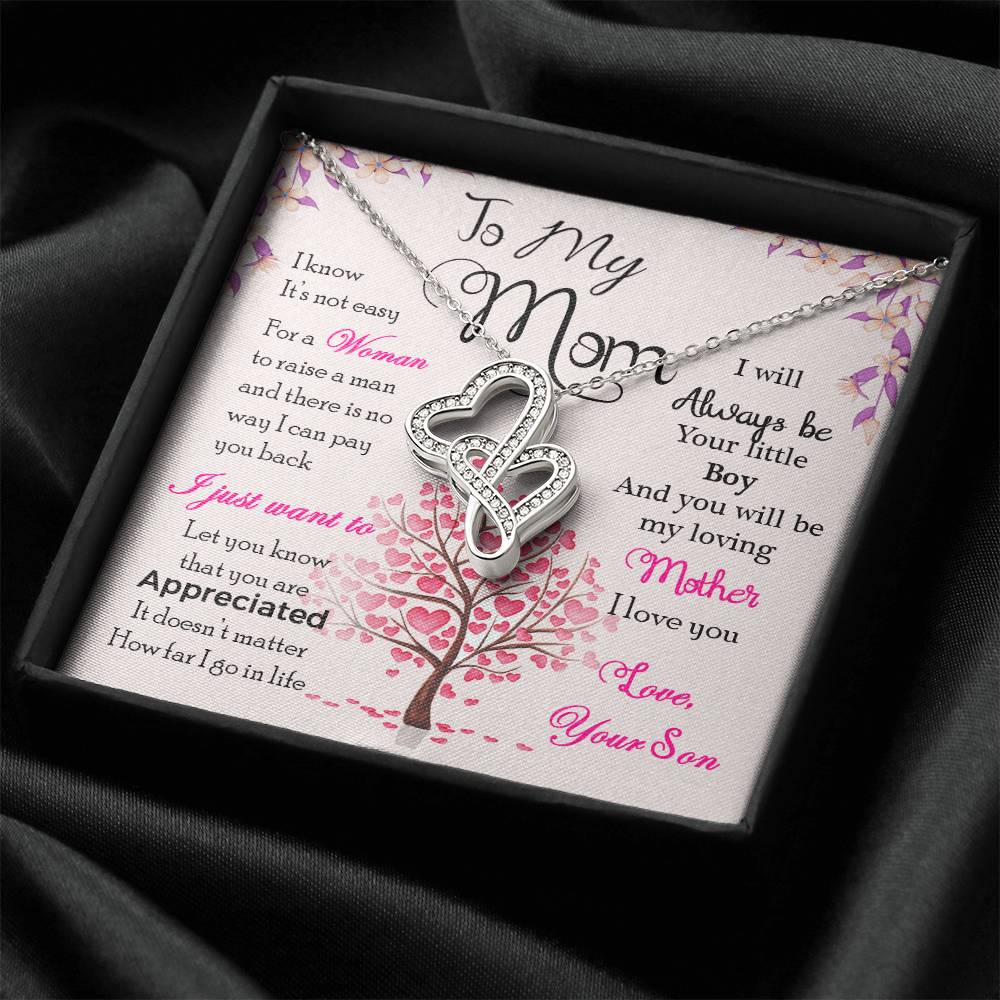 Mom - Love And Gratitude Forever Love Necklace Mothers Day Gift Gift Mothers Day Card Gift Idea Son Mother Jewelry Mot Double Hearts Necklace
