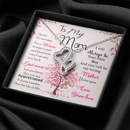Mom - Love And Gratitude Forever Love Necklace Mothers Day Gift Gift Mothers Day Card Gift Idea Son Mother Jewelry Mot Double Hearts Necklace