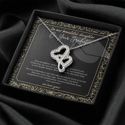 Graduation Daughter 2 Double Hearts Necklace
