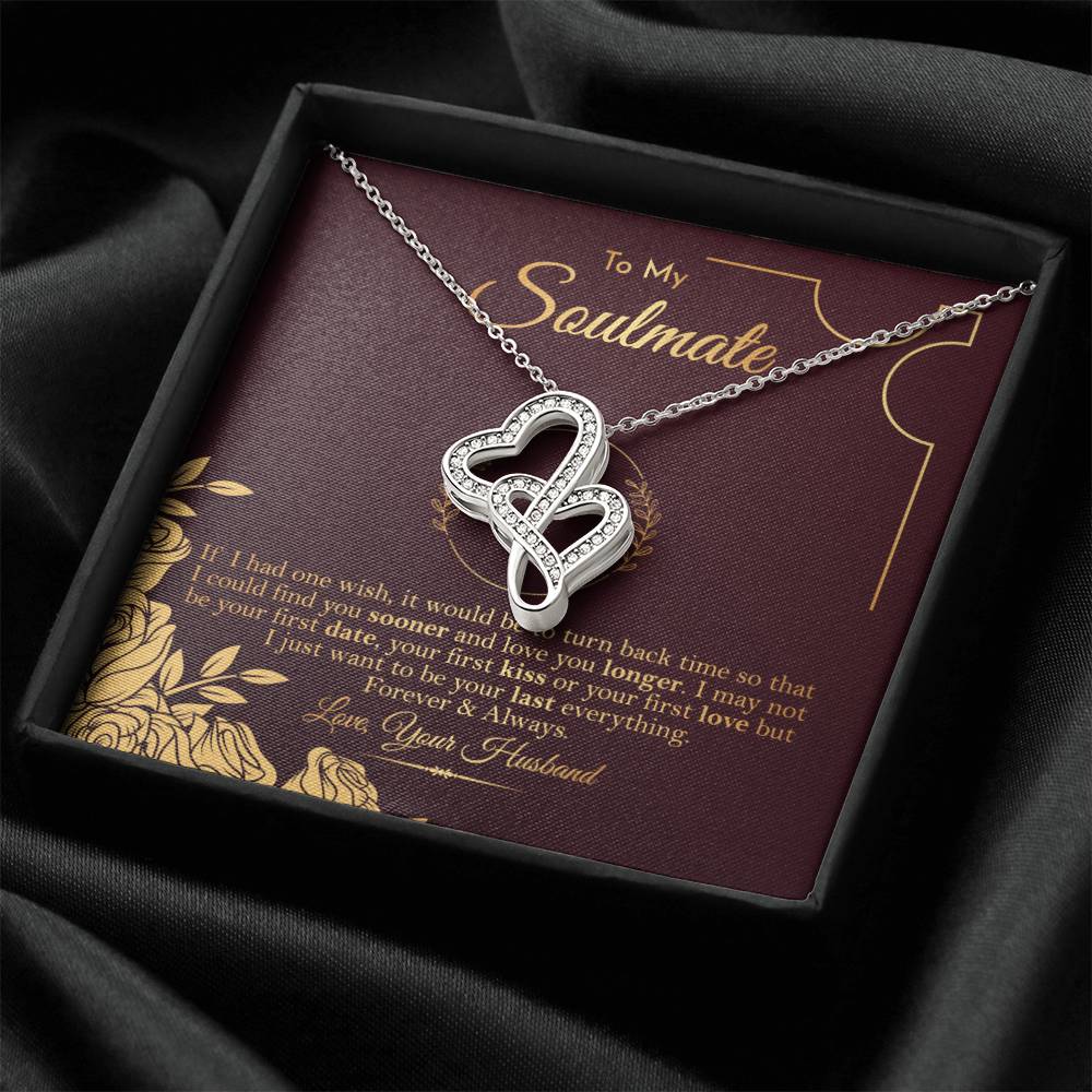 Soulmate Necklace Gift For Her - Gold Rose Wife -  - To My Soulmate Necklace - Anniversary Gift  Double Hearts Necklace