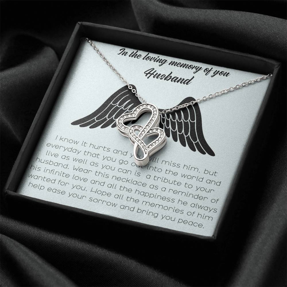 In The Loving Memory Of Your Husband Double Hearts Necklace