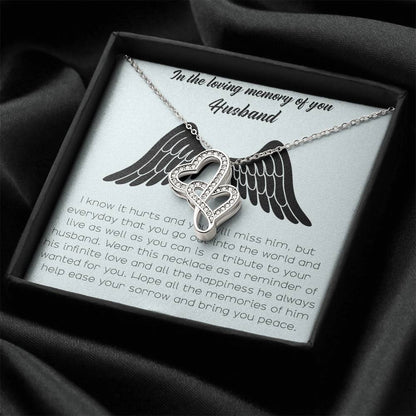 In The Loving Memory Of Your Husband Double Hearts Necklace