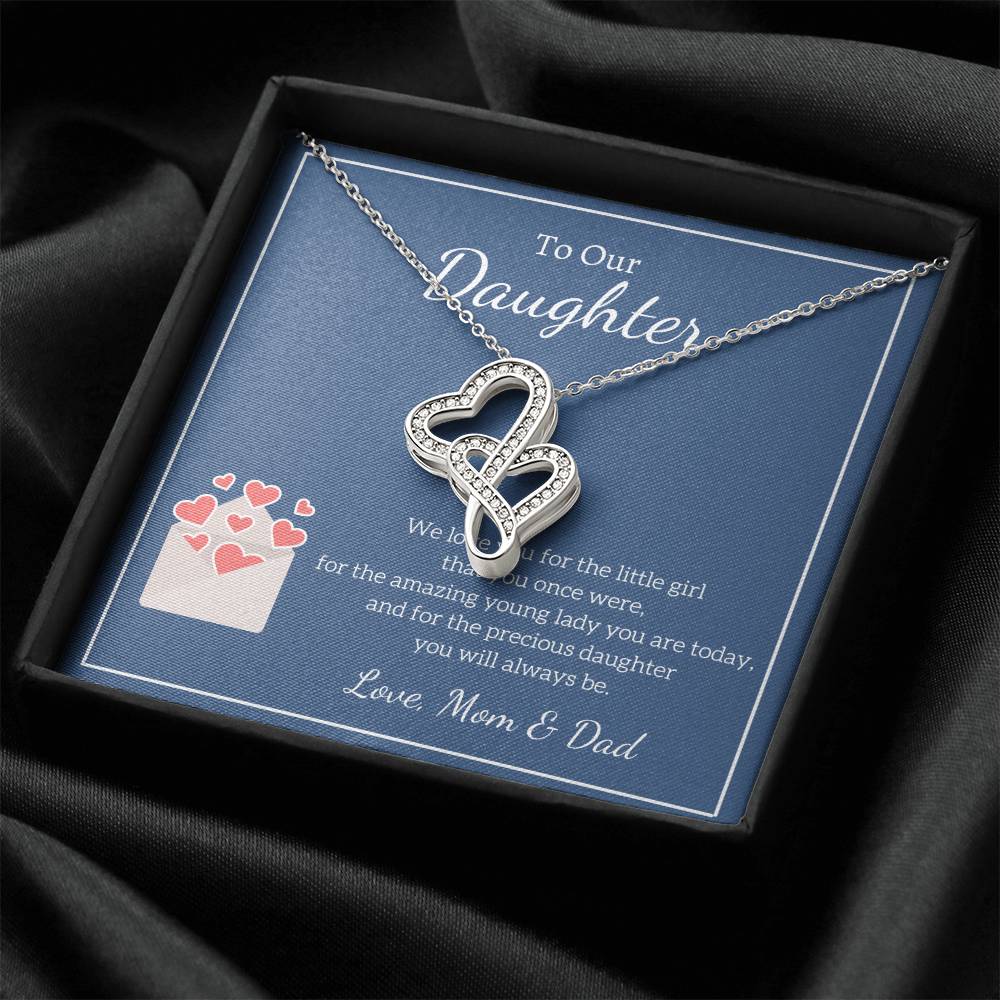 To My Daughter Necklace - Mom To Daughter Double Heart Necklace Gift - Mom And Daughter Always Remember Gift From Mom  9 Double Hearts Necklace