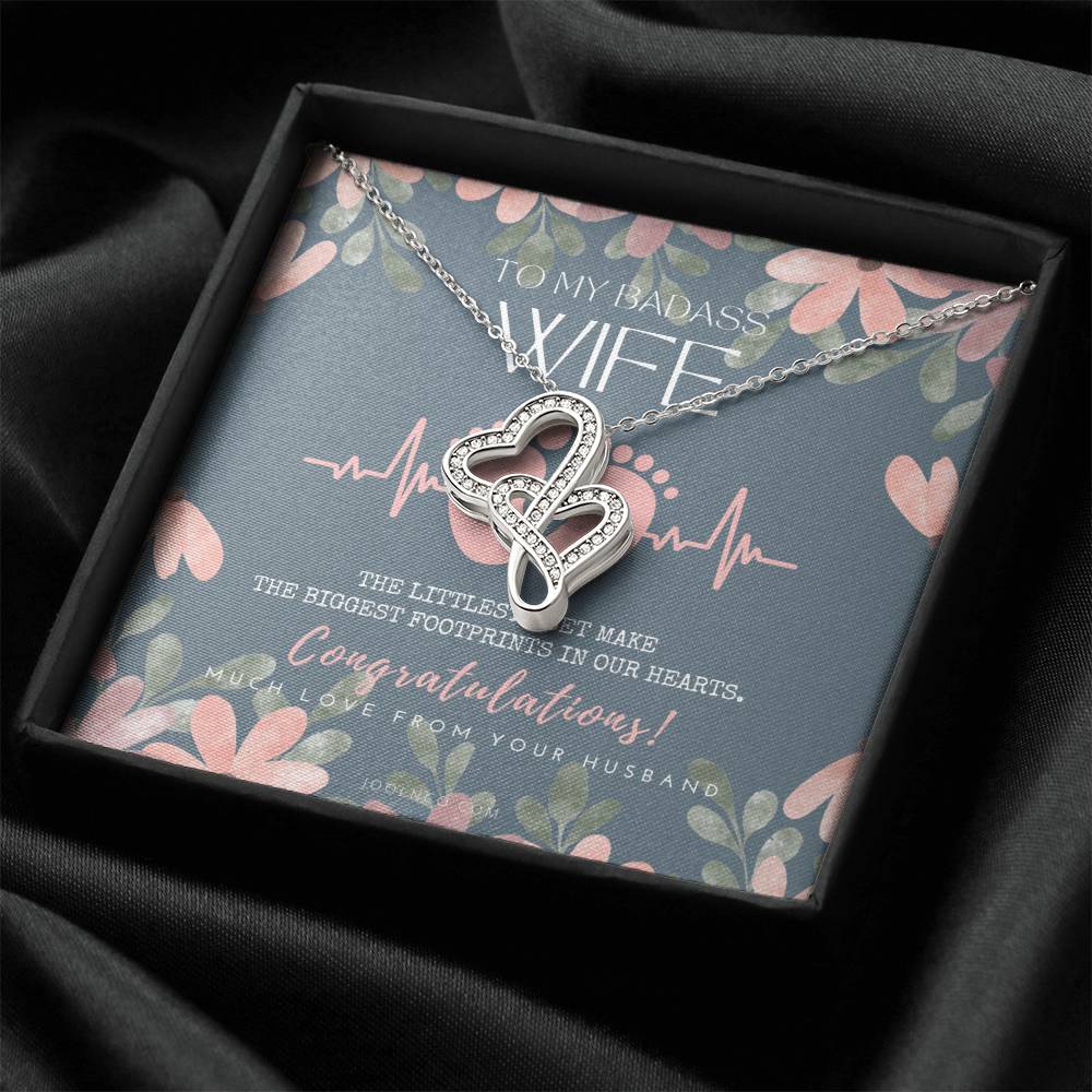 Gift For Pregnant Wife  Mom To Be Gift  New Mommy Necklace  To Mommy To Be  New Mom Jewelry  Forever Love Necklace  Ba Double Hearts Necklace
