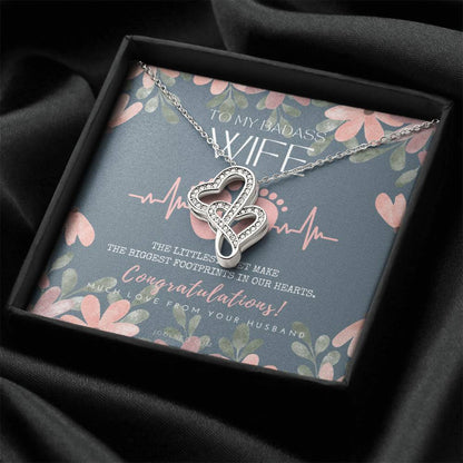 Gift For Pregnant Wife  Mom To Be Gift  New Mommy Necklace  To Mommy To Be  New Mom Jewelry  Forever Love Necklace  Ba Double Hearts Necklace